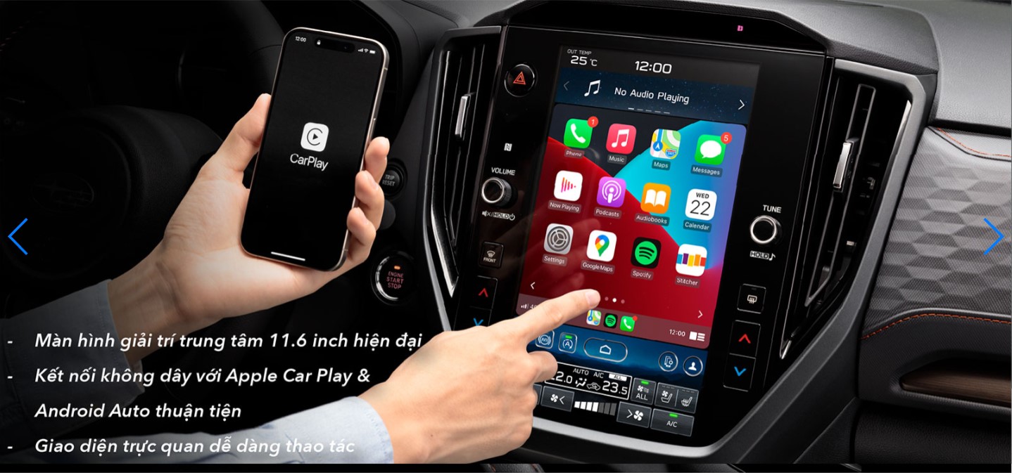 Kết nối Apple CarPlay không dây trên Subaru Forester 2026